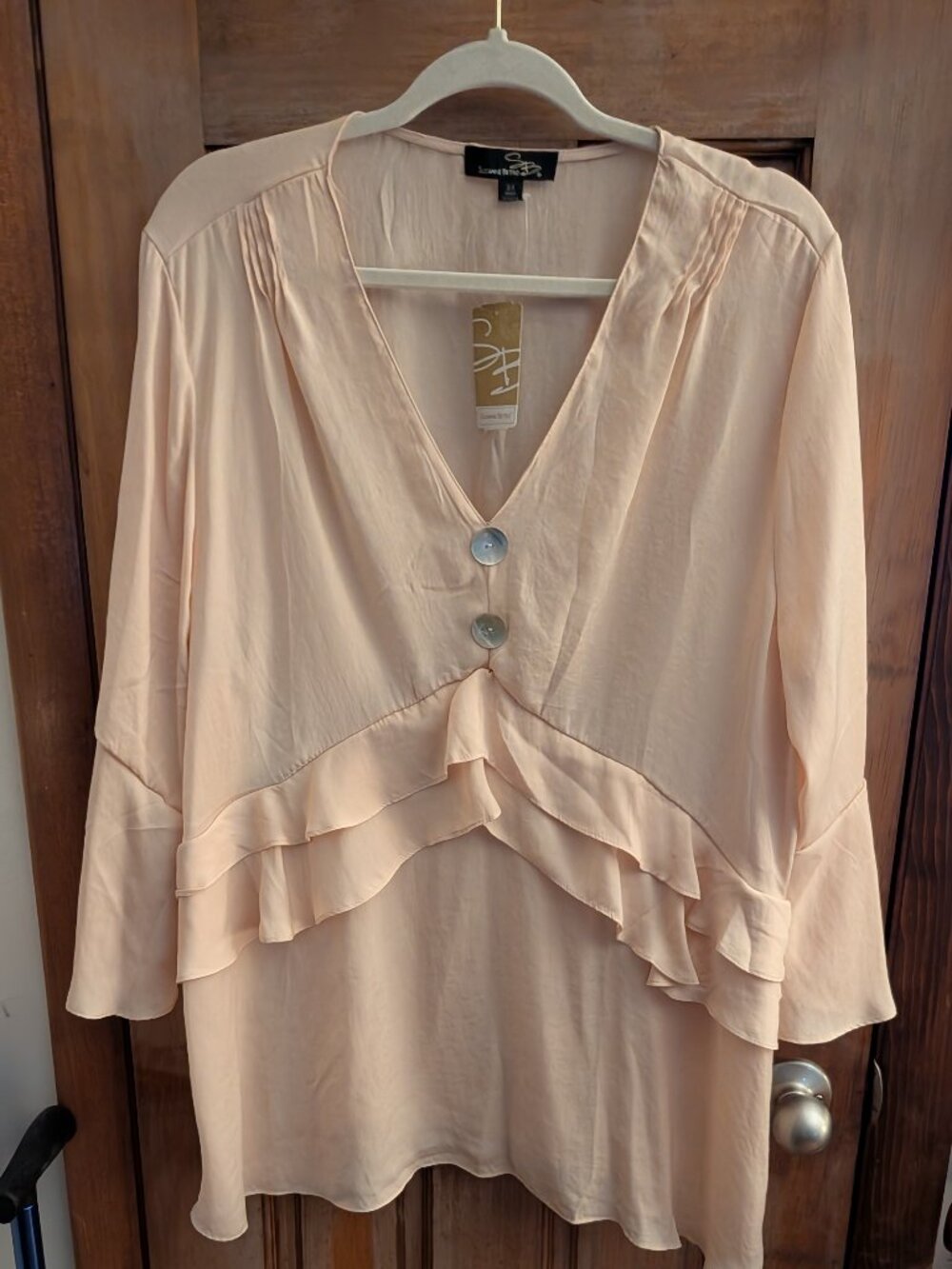 Ruffle Trim V-Neck Tunic made by Suzanne Betro 3X original price $71.00
